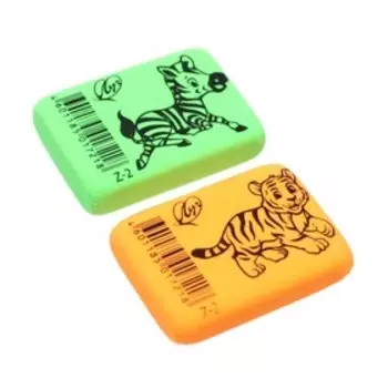 Набор ластиков 2 штуки Луч "ZOO", термопластичная резина (35 х 25 х 8 мм), МИКС