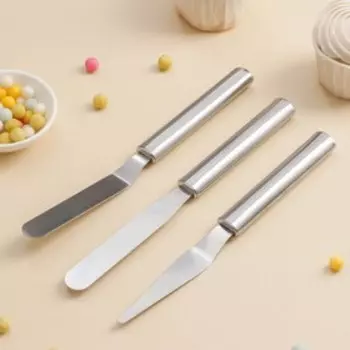 Набор лопаток - палеток кондитерских Доляна, 3 шт., 2281.5 см, серебристый