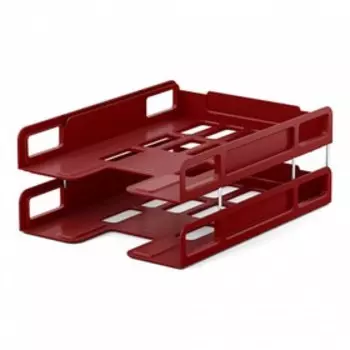 Набор лотков для бумаг горизонтальных ErichKrause Techno, Marsala, 2 штуки, трансформер, на металлических стержнях, бордовый