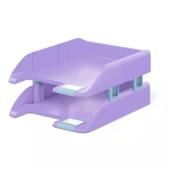 Набор лотков горизонтальных - трансформеров для бумаг ErichKrause Forte, Manga, с боковыми креплениями, 2 штуки, фиолетовый