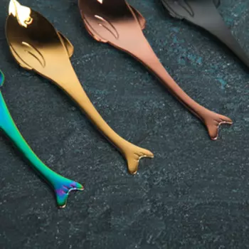 Набор ложек чайных «Дельфины», h=13 см, 4 шт