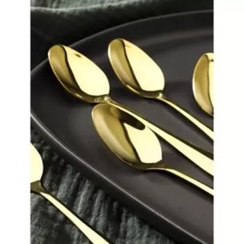 Набор чайных ложек Доляна «Голд», длина 13.5 см, 6 шт., нержавеющая сталь, золотистый
