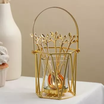 Набор ложек на подставке Eternity Лепестки, 8,5×7,5×8,5 см, 6 шт, цвет золотой