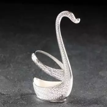 Набор ложек на подставке Magistro «Серебряный лебедь», 6 шт, цвет серебряный