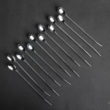 Набор ложек-трубочек барных из нержавеющей стали Доляна «Витые», длина 22 см, 6 шт., серебристый