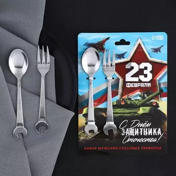 Столовые приборы «С Днём защитника Отечества!»: ложка и вилка
