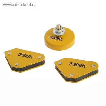 Набор магнитных угольников и магнитной клеммы Denzel 97557, усилие 4кг/7кг, 45/90/135°, 200А
