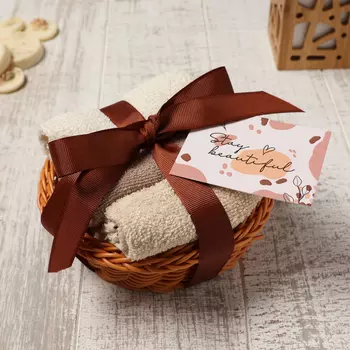 Салфетки махровые декоративные «Этель. Весеннее настроение», 3 шт., 3030 см, коричневые