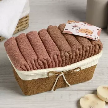 Набор махровых декоративных салфеток Этель Beautiful, 3030 см - 8 шт, коричневый, 100% хлопок