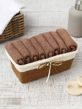 Набор махровых декоративных салфеток Этель "Beautiful"30х30см-8шт, цв.коричн,100%хл