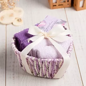 Салфетки махровые декоративные «Этель. Сердечко», 4 шт., 3030 см, хлопок 100%, сиреневые