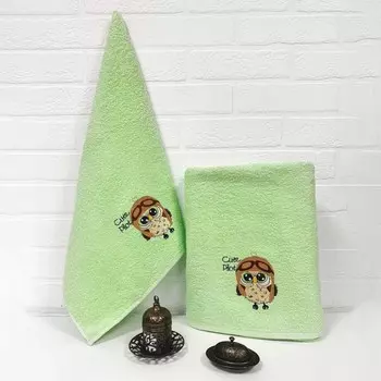 Набор махровых полотенец Diva Afrodita «Сова», 420 гр, размер 50х90 см, 70х140 см