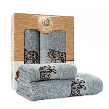 Набор махровых полотенец Diva Afrodita «Тигр» Lux, 430 гр, размер 50х90 см, 70х140 см