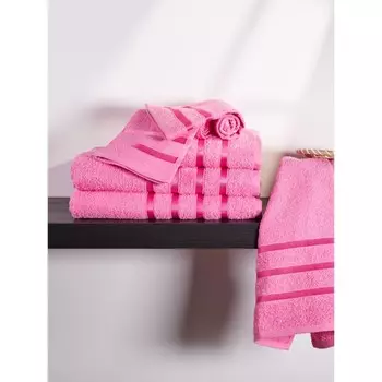Набор махровых полотенец Pink crystal, размер 30х50 см, 50х90 см, 70х140 см, цвет розовый