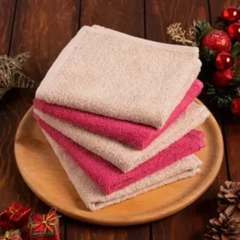 Набор махровых полотенец "Волшебного Нового года" 30х30 см -5шт, 100% хл, 340гр/м2