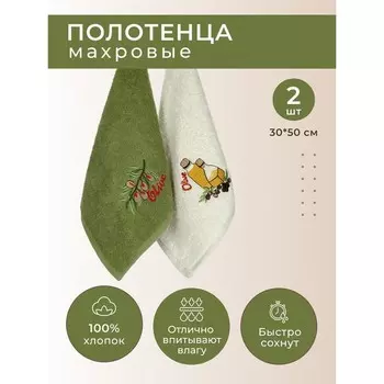 Набор махровых салфеток Diva Afrodita Ceylin «Олива», размер 30x50 см, 2 шт