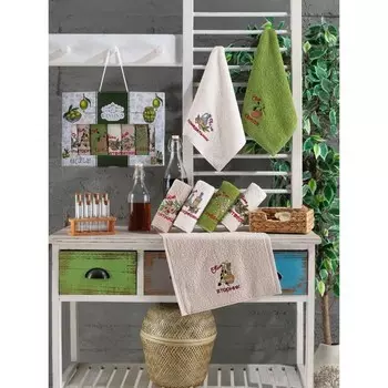 Набор махровых салфеток Diva Afrodita Ceylin «Олива», размер 30x50 см, 7 шт