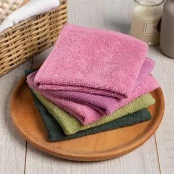 Салфетки махровые «Этель. Уголок счастья», 5 шт., 3030 см, хлопок 100%, зелёные/розовые