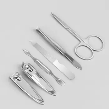 Набор маникюрный, 6 предметов, в футляре, разноцветный