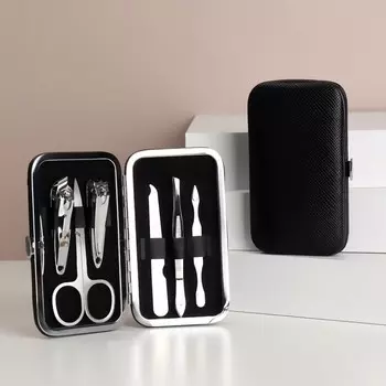 Набор маникюрный Colorful, 6 предметов, в футляре, чёрный