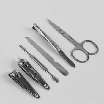 Набор маникюрный, 6 предметов, в футляре, фиолетовый