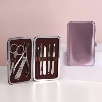 Набор маникюрный Metallic, 8 предметов, в футляре, розовый