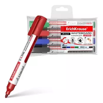 Набор маркеров для досок ErichKrause Liquid LW-600, чернила микс, футляр
