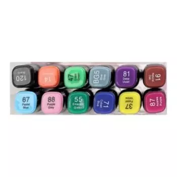Набор маркеров худож Mazari LINDO BLACK,12цв., Main colors (2ст:кистев1.0/клинов6.2)