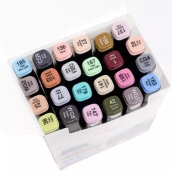 Набор маркеров худож Mazari LINDO BLACK,24цв., Pastel colors (2ст:кистев1.0./клинов6.2)