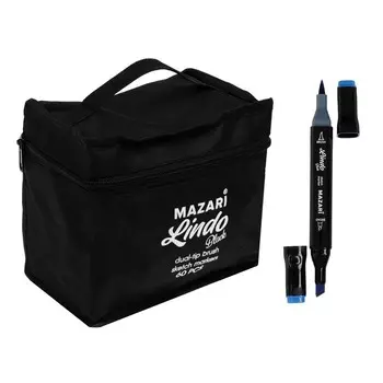 Набор маркеров худож Mazari LINDO BLACK,60цв., (2ст:кистев1.0./клинов6.2)