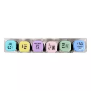 Набор маркеров худож Mazari LINDO BLACK,6цв., Pastel colors (2ст:кистев1.0./клинов6.2)