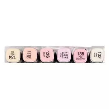 Набор маркеров худож Mazari LINDO BLACK,6цв., Skin colors (2ст:кистев1.0./клинов6.2)