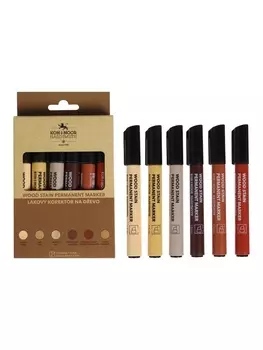 Набор маркеров перманентных для мебели 6 цветов, 1-5 мм Koh-i-noor 4506, скошенные