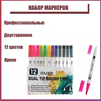 Набор маркеров профессиональных двусторонних 12 штук/12 цветов