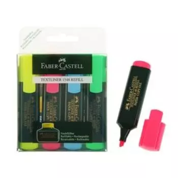 Набор маркеров текстовыделителей 4 цвета 5.0 мм, Faber-Castell TL 48 , в футляре, 154804/15480400