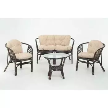 Набор мебели 01/16 NEW Цвет: Темный коньяк подушки рогожка