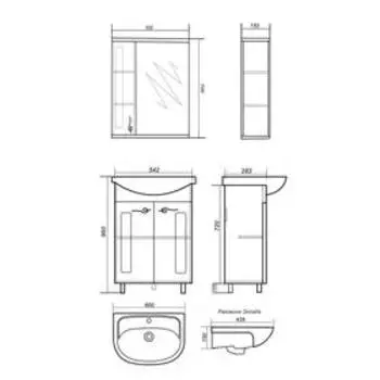 Набор мебели Фэнтази: тумба с раковиной + шкаф-зеркало