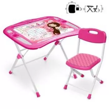 Набор мебели «Маленькая принцесса»: регулируемая парта, стул мягкий, пенал, подставка для книг