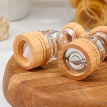 Набор мельниц для соли и перца Доляна, 2 предмета: 10.55 см, 11.55 см, прозрачный