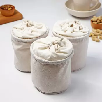Мешки для хранения сыпучих, набор 3 шт., лён, 1513 см, бежевые