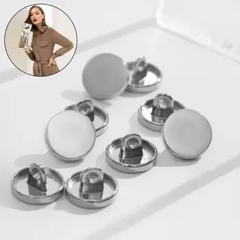 Пуговицы на ножке, металлические, d=11 мм, набор 10 шт., глянцевые, цвет серебряный