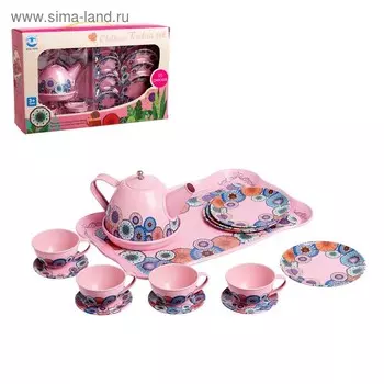 Набор детской металлической посуды «Чаепитие», 15 предметов