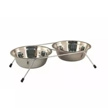 Набор миска двойная на подставке, хром, 2 х 0,18 л, D 12 см, H 8 см.