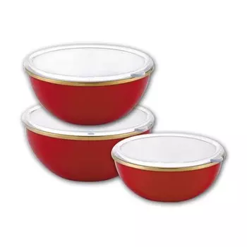 Набор мисок Oursson, цвет красный, 16х7 см, 0.95 л; 18х8 см, 1.25 л; 20х9 см, 1.65 л