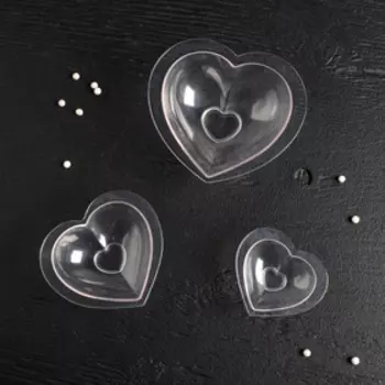 Набор молдов Доляна «Сердца», 3 шт., 11.210.59.5 / 97.76.5 / 75.54.5 см, прозрачный