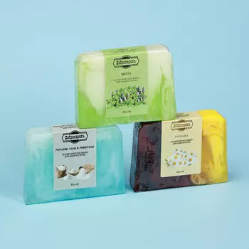 Набор мыла в спайке 3 шт. "Пихта, Морские соли и минералы, Ромашка" по 80 г