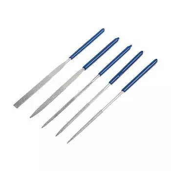 Набор надфилей алмазных ТУНДРА, обрезиненные рукоятки, 501403 мм, 5 шт.