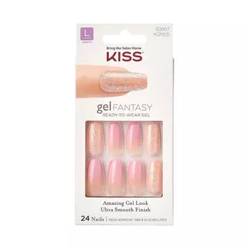Набор накладных ногтей с клеем Kiss Gel Fantasy KGN05C, максимальной длины, 24 шт