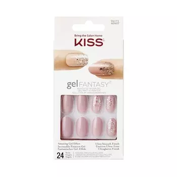 Набор накладных ногтей с клеем Kiss KGN07XC «Розовая пыль», короткой длины, 28 шт