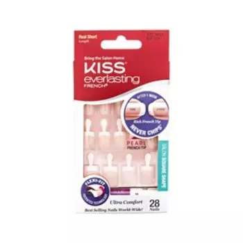 Набор накладных ногтей с клеем Kiss Kit EF09, с перламутром, короткая длина 28 шт
